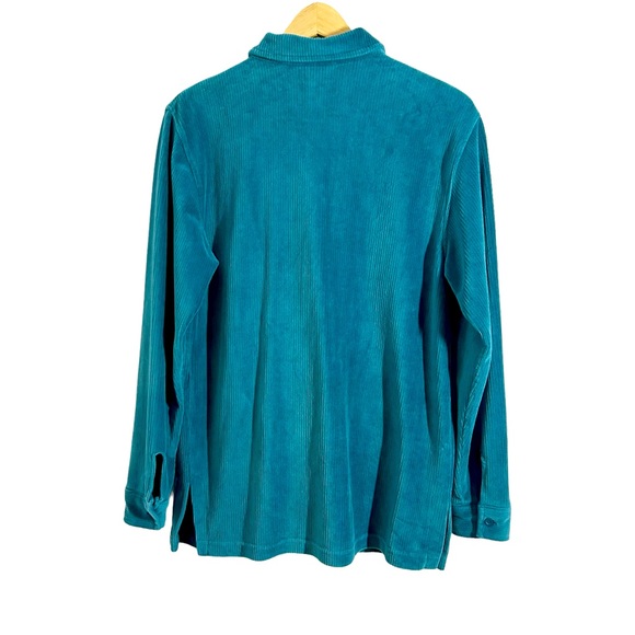 Charter Club Vintage Y2K Teal Blue Velour Ribbed Zip Up Jacket, Size Small - Picture 2 of 11
